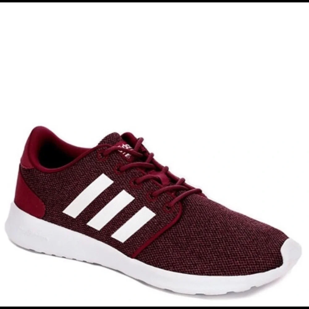 Women’s ADIDAS Neo Cloudfoam Qt Racer Running Shoe Maroon & White 8